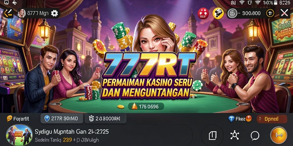 Tampilan gameplay menarik di 777RT yang menggambarkan suasana kasino.