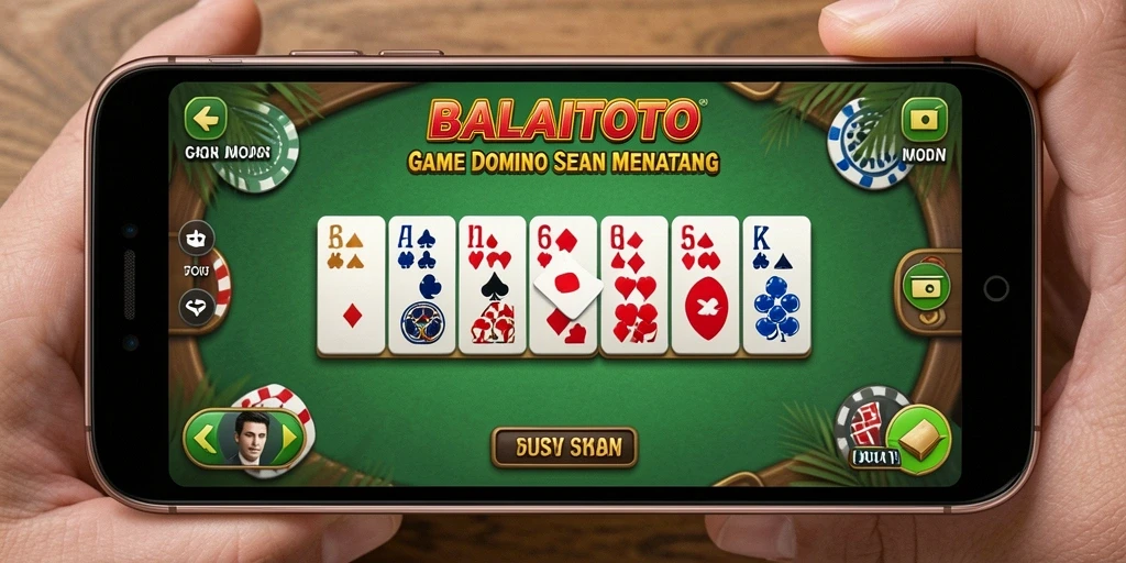 Menampilkan gameplay seru di game Domino BALAITOTO.