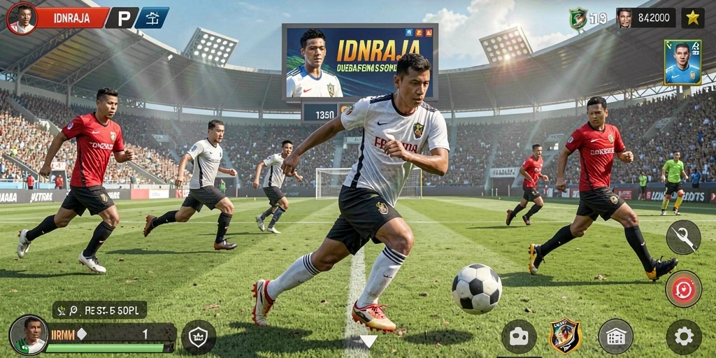 Tangkapan layar IDNRAJA memperlihatkan aksi seru dalam permainan olahraga.