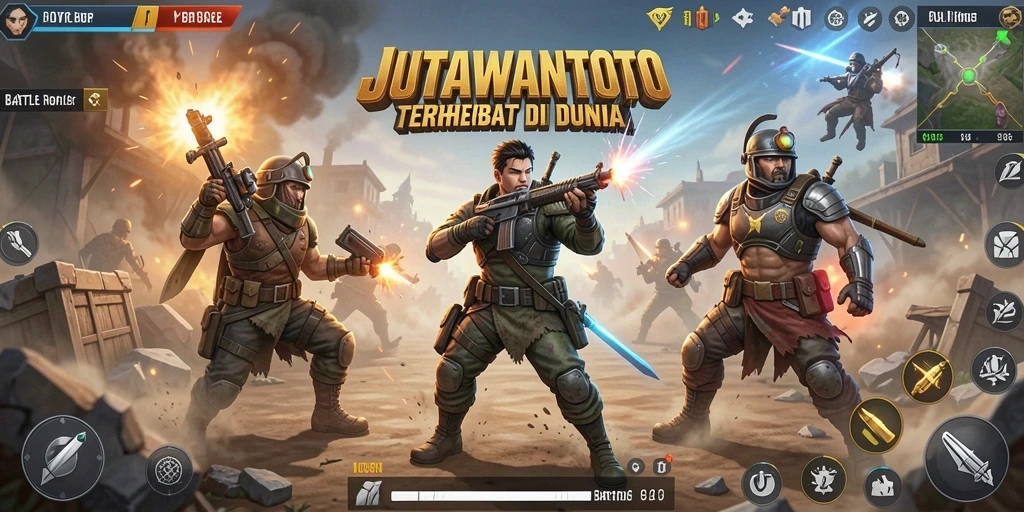 Tampilan seru gameplay <strong>JUTAWANTOTO</strong> dalam pertempuran antar pemain.