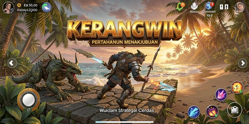 Tampilan epic gameplay KERANGWIN dalam aksi Tower Defense.
