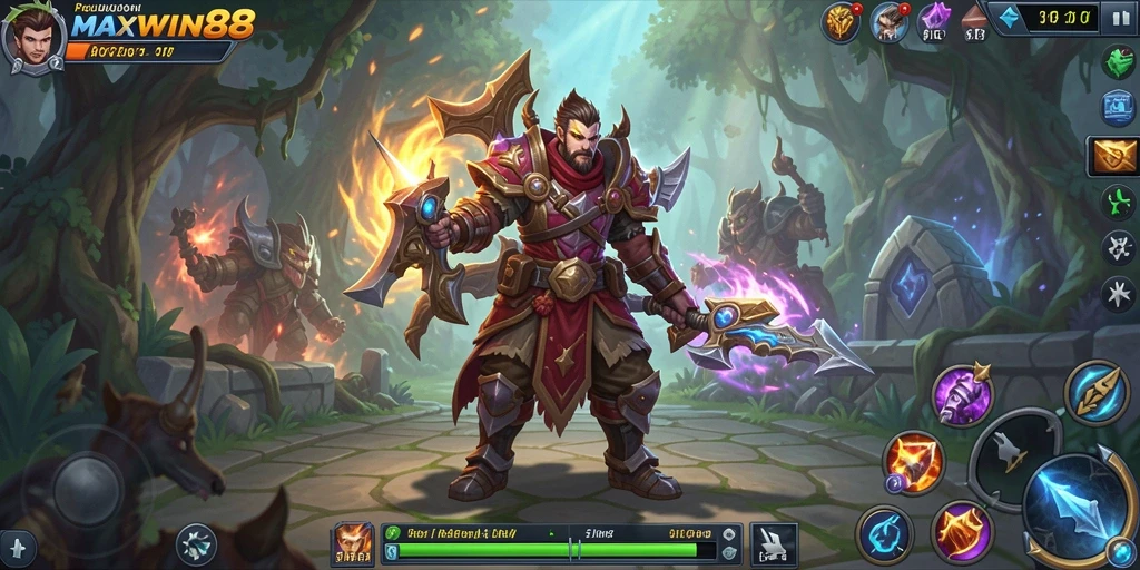 Screenshot gameplay dari MAXWIN88 menampilkan aksi pertarungan yang mendebarkan.