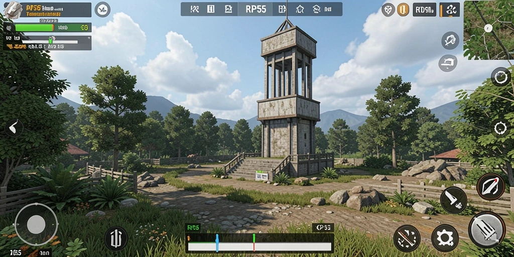 Tampilan grafik menakjubkan dari gameplay Tower Defense RP55.