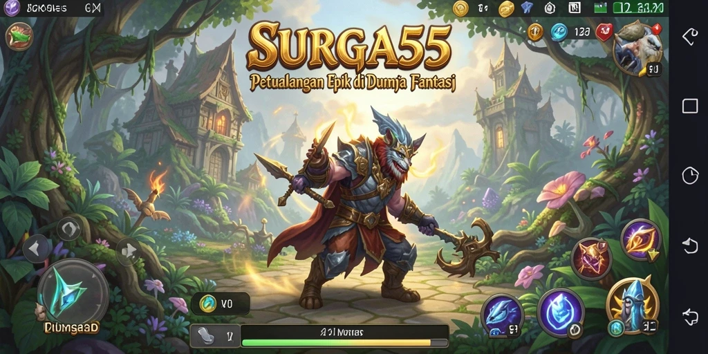 Gameplay SURGA55 menampilkan pertarungan seru dan interaksi karakter.