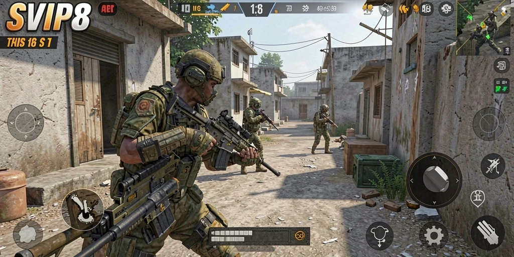 Tampilan aksi intens dari gameplay FPS SVIP8.